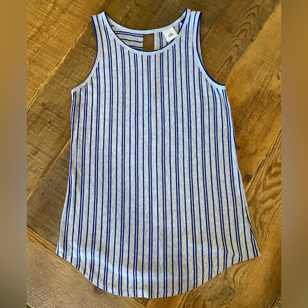 Cabi Ticker Tee, Size Small, Gray/Royal Blue - Picture 5 of 14